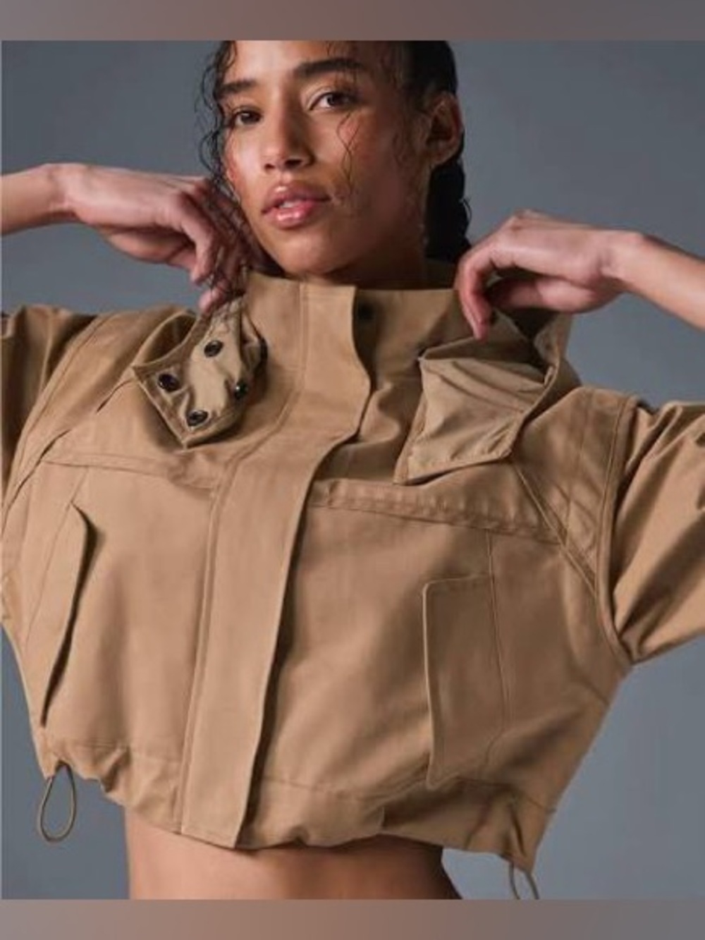 ALO Yoga Cropped Unify Jacket in Toasted Almond
